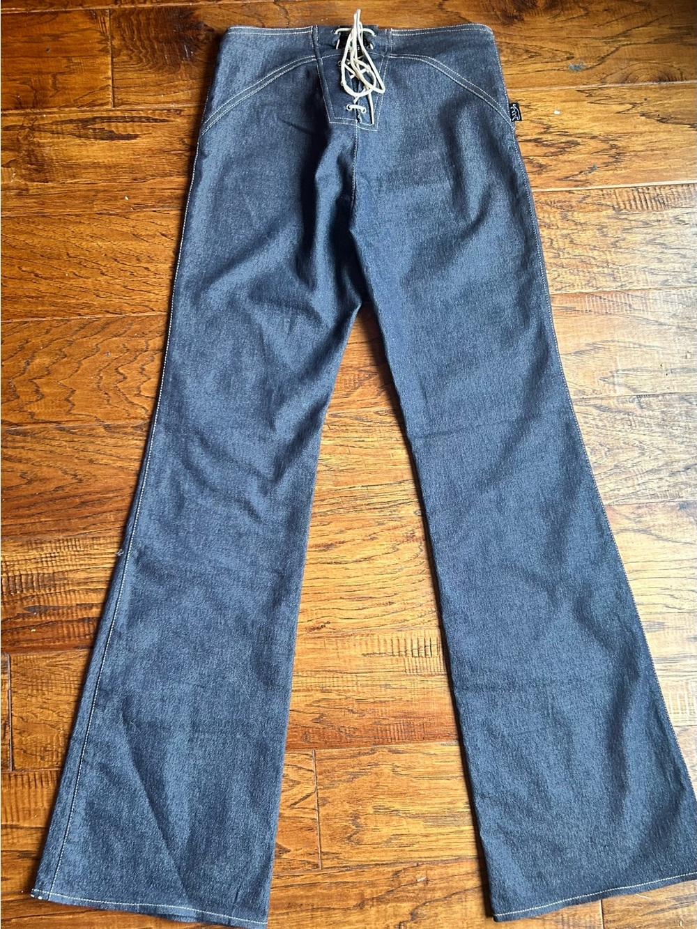 Vintage Low Rise , Flare Lace up Jeans